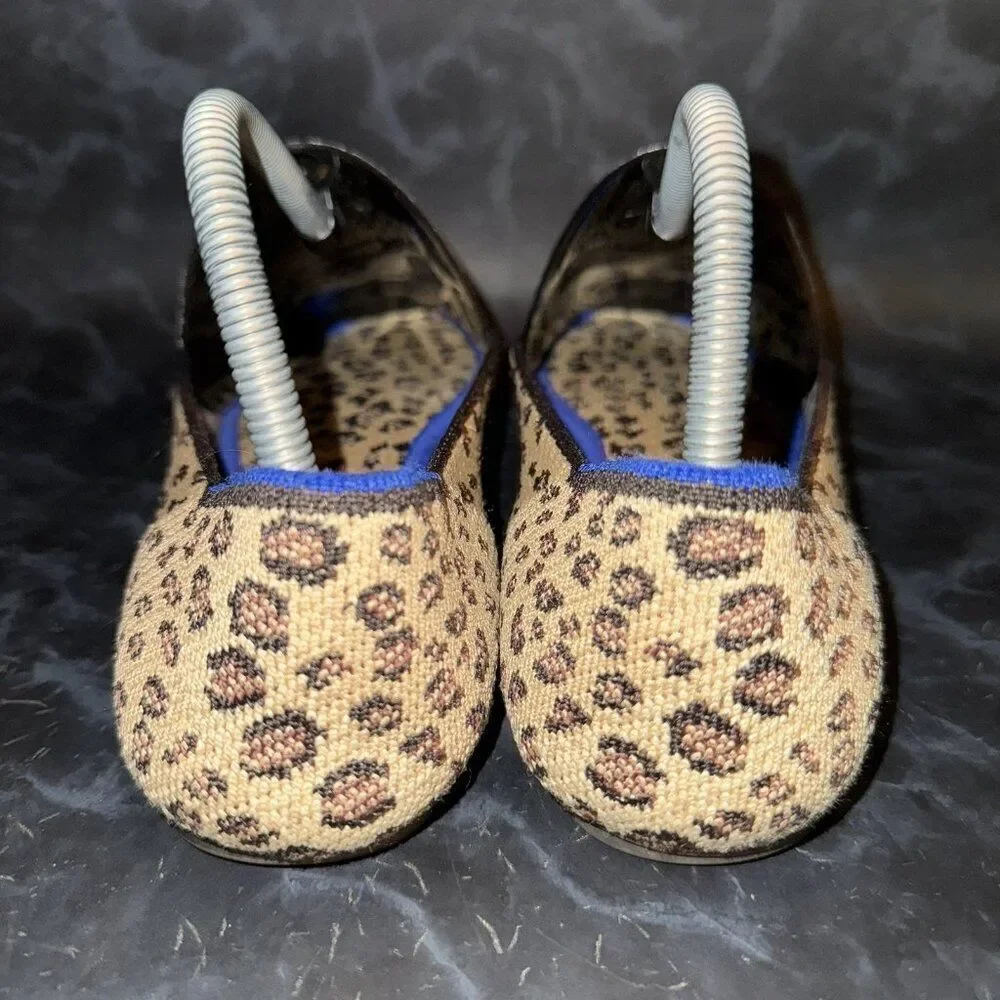 Rothy's The Flat Cheetah Print Knit Slip On Ballet Flats Shoe Womens Size 8.5